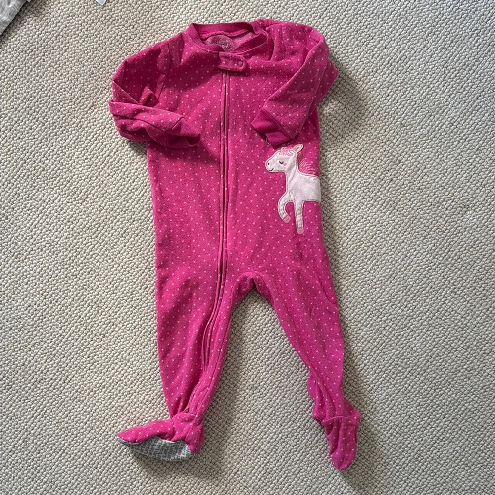 Carter's Pink Polka Dot Baby Onesie with Unicorn
